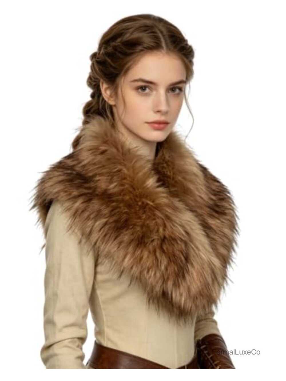 Faux Fur Viking Collar Shoulder Wrap Cosplay Cape Shawl